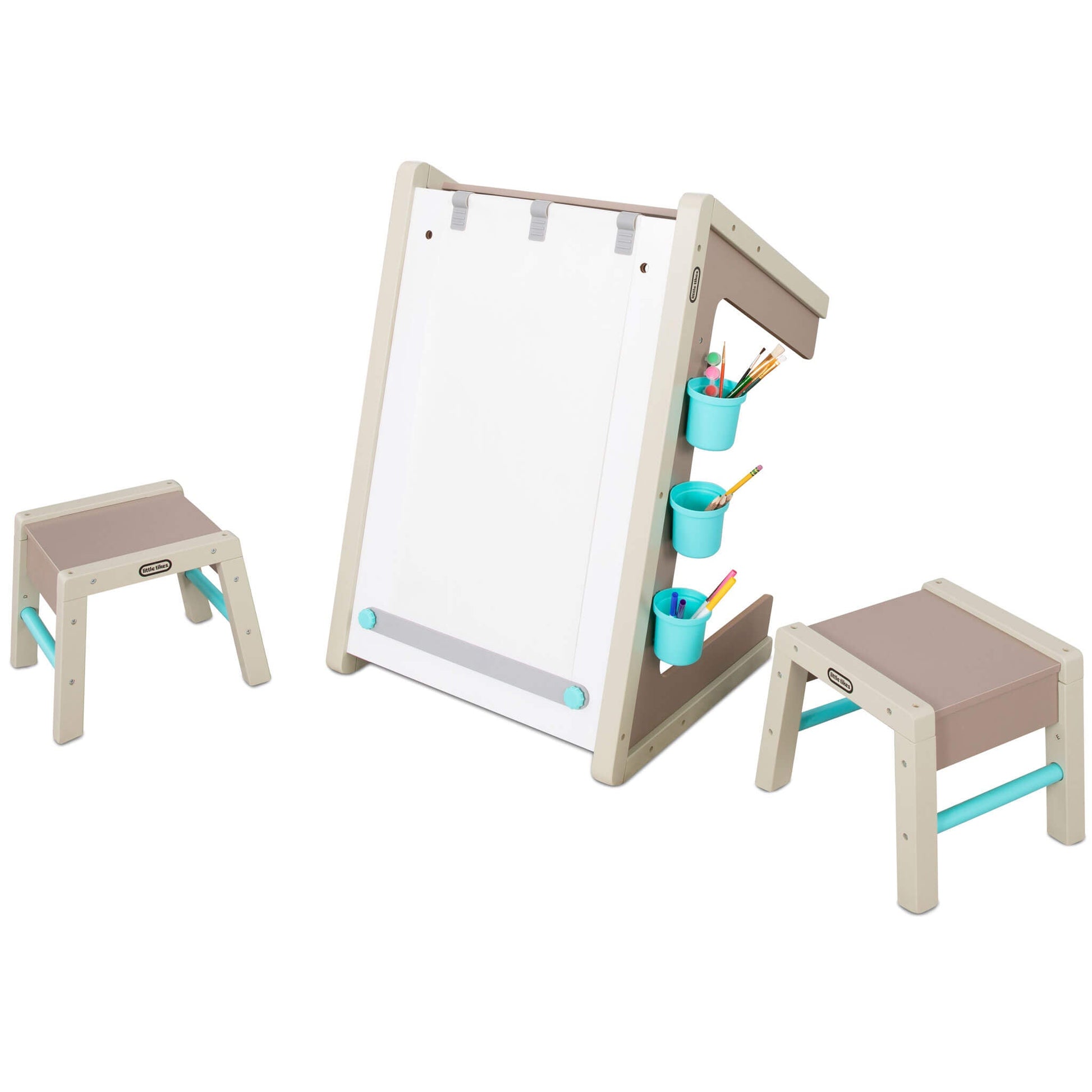 2-in-1 Easel and Art Table – Kids' Wooden Art Station / Little Tikes New